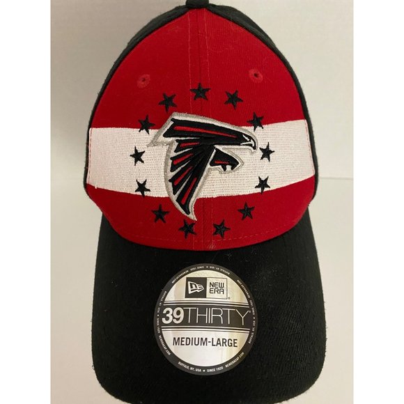 New Era Atlanta Falcons 39Thirty Fitted Hat Medium-Large NFL Draft Black/Red Cap - Picture 1 of 13